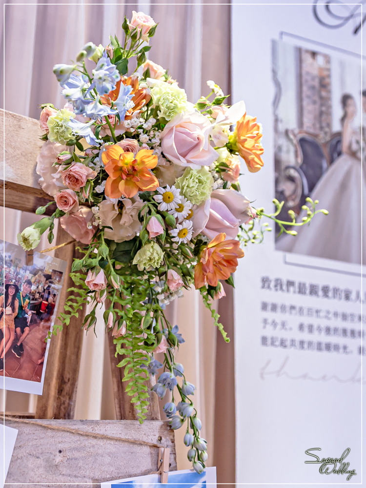 桃園中壢婚禮佈置,花田盛事凡爾賽廳婚禮佈置,美式婚禮,浪漫花園風婚禮,愛情故事婚禮,手繪風婚禮,主題婚禮客製設計,Sogood Wedding