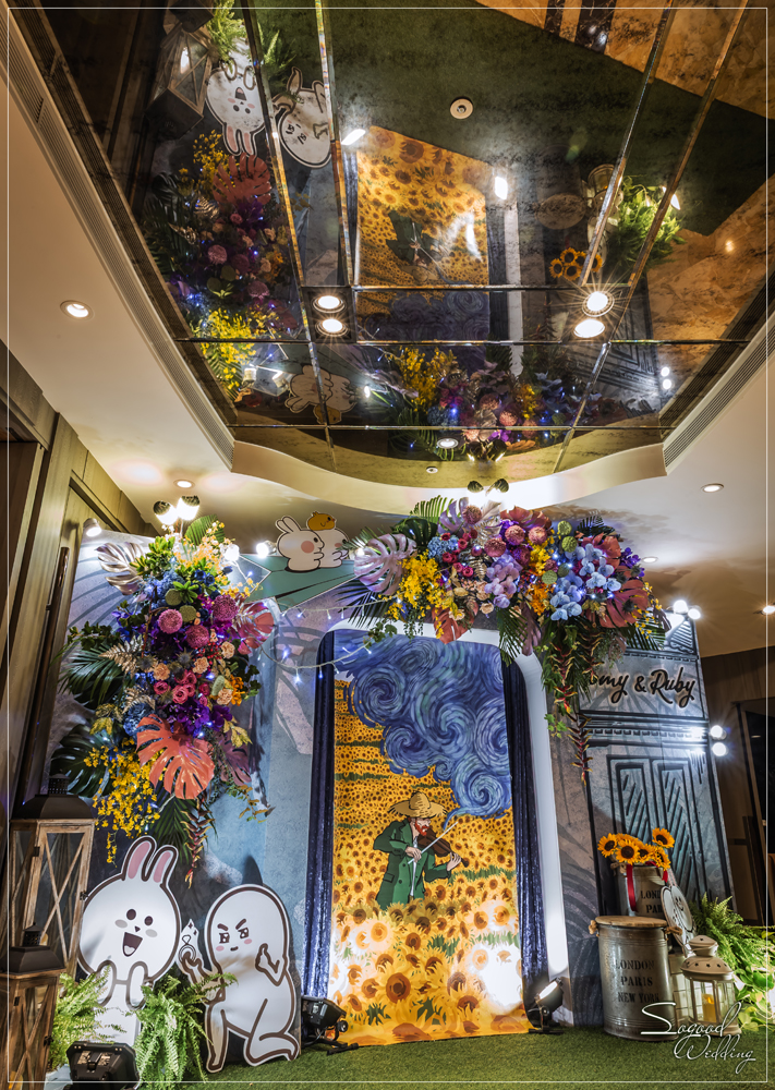桃園中壢婚禮佈置,尊爵國際廳婚禮佈置,梵谷向日葵婚禮,奇幻花園婚禮,繽紛花店婚禮,熱帶夏夜婚禮,主題婚禮客制設計,Sogood Wedding