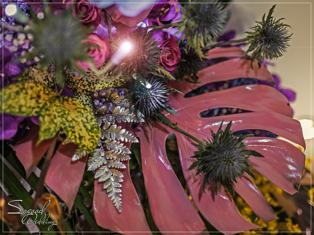 桃園中壢婚禮佈置,尊爵國際廳婚禮佈置,梵谷向日葵婚禮,奇幻花園婚禮,繽紛花店婚禮,熱帶夏夜婚禮,主題婚禮客制設計,Sogood Wedding