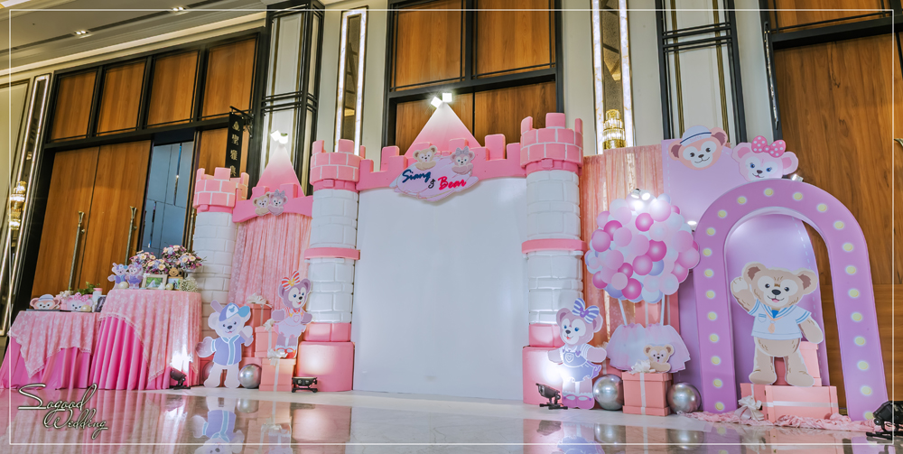 桃園中壢婚禮佈置,皇家薇庭聖雅典威尼斯婚禮佈置,立體城堡風婚禮,浪漫宮廷城堡風婚禮,達菲熊婚禮,主題婚禮客製設計,Sogood Wedding