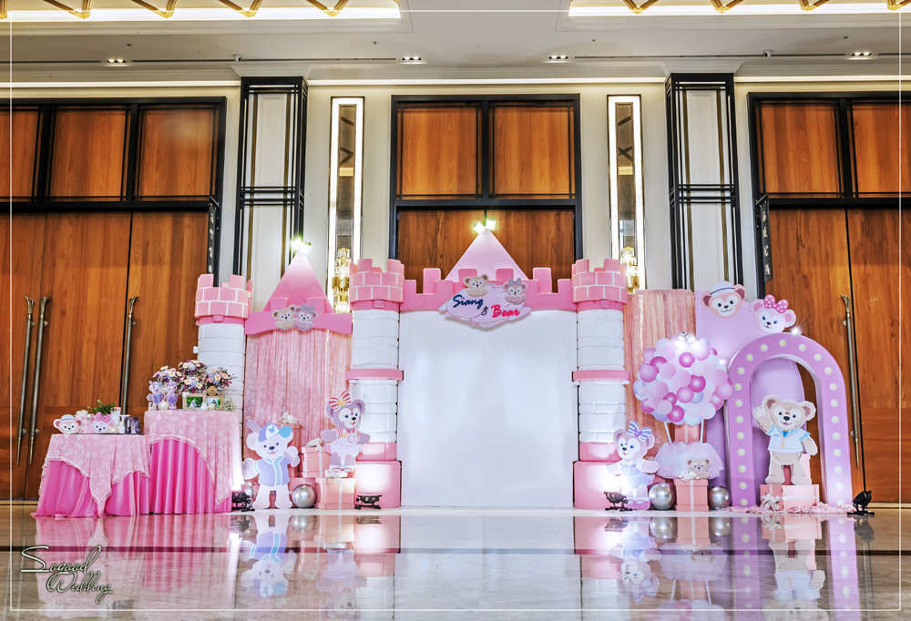 桃園中壢婚禮佈置,皇家薇庭聖雅典威尼斯婚禮佈置,立體城堡風婚禮,浪漫宮廷城堡風婚禮,達菲熊婚禮,主題婚禮客製設計,Sogood Wedding