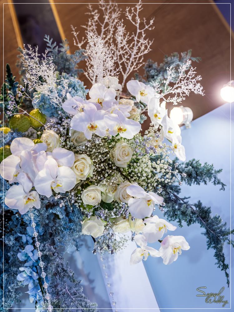桃園中壢婚禮佈置,南科贊美酒店珍愛廳婚禮佈置,冰雪奇緣婚禮,聖誕雪景婚禮,史努比婚禮,冬季婚禮,主題婚禮客制設計,Sogood Wedding