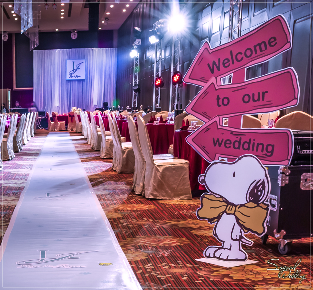 桃園中壢婚禮佈置,南科贊美酒店珍愛廳婚禮佈置,冰雪奇緣婚禮,聖誕雪景婚禮,史努比婚禮,冬季婚禮,主題婚禮客制設計,Sogood Wedding
