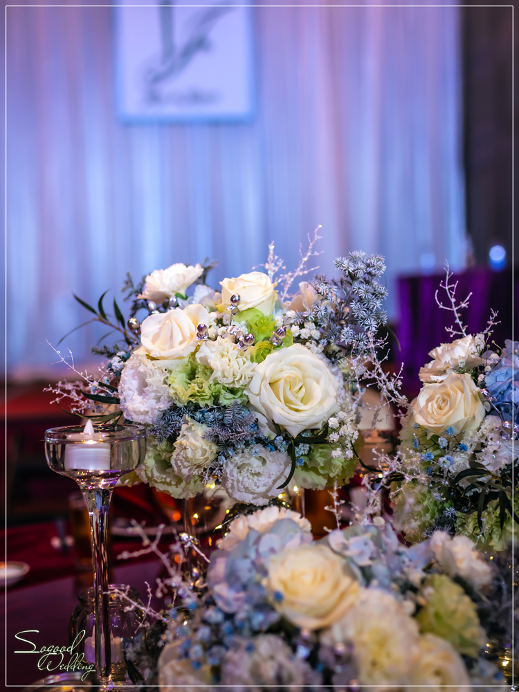 桃園中壢婚禮佈置,南科贊美酒店珍愛廳婚禮佈置,冰雪奇緣婚禮,聖誕雪景婚禮,史努比婚禮,冬季婚禮,主題婚禮客制設計,Sogood Wedding