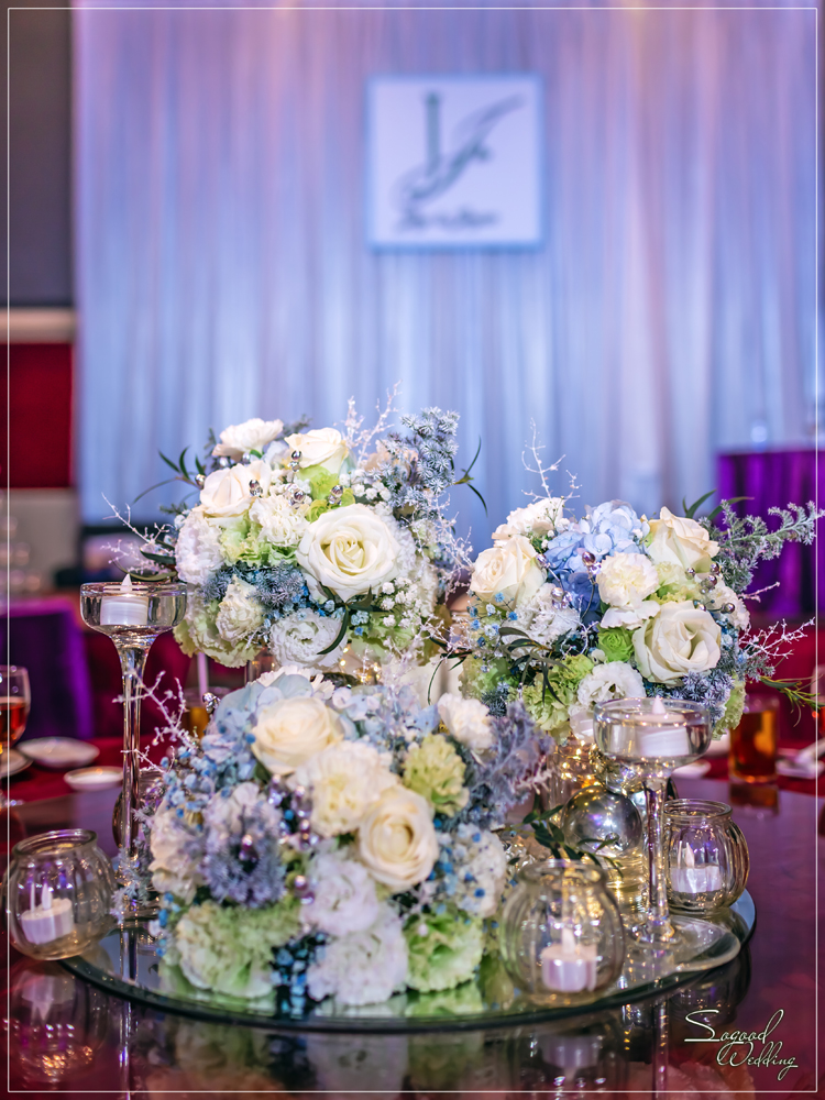 桃園中壢婚禮佈置,南科贊美酒店珍愛廳婚禮佈置,冰雪奇緣婚禮,聖誕雪景婚禮,史努比婚禮,冬季婚禮,主題婚禮客制設計,Sogood Wedding