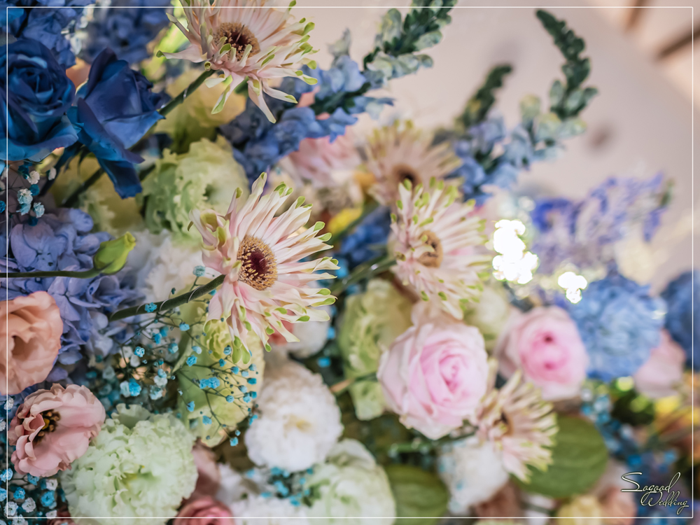 桃園中壢婚禮佈置,皇家薇庭威尼斯廳婚禮佈置,時尚浪漫風婚禮佈置,藍色雪景之戀婚禮,層次背板婚禮,主題婚禮客制設計,Sogood Wedding