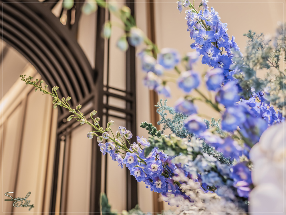 桃園中壢婚禮佈置,皇家薇庭威尼斯廳婚禮佈置,時尚浪漫風婚禮佈置,藍色雪景之戀婚禮,層次背板婚禮,主題婚禮客制設計,Sogood Wedding