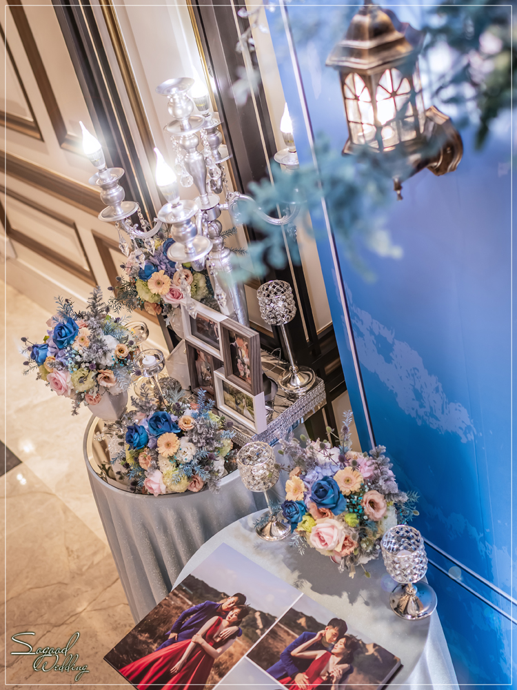 桃園中壢婚禮佈置,皇家薇庭威尼斯廳婚禮佈置,時尚浪漫風婚禮佈置,藍色雪景之戀婚禮,層次背板婚禮,主題婚禮客制設計,Sogood Wedding
