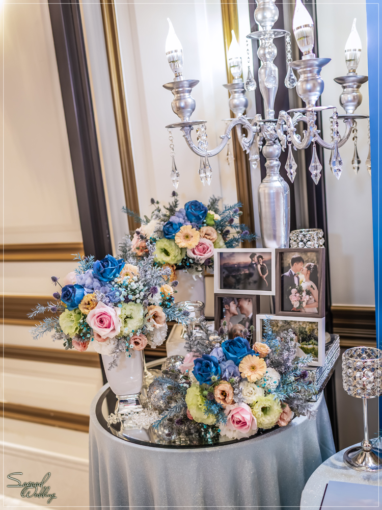 桃園中壢婚禮佈置,皇家薇庭威尼斯廳婚禮佈置,時尚浪漫風婚禮佈置,藍色雪景之戀婚禮,層次背板婚禮,主題婚禮客制設計,Sogood Wedding