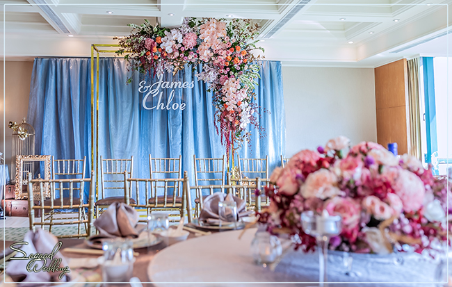 揚昇鄉村俱樂部婚禮佈置-VIP石竹廳嘉蘭廳『時尚證婚拱門-粉橘桃紅色』婚禮...1121209