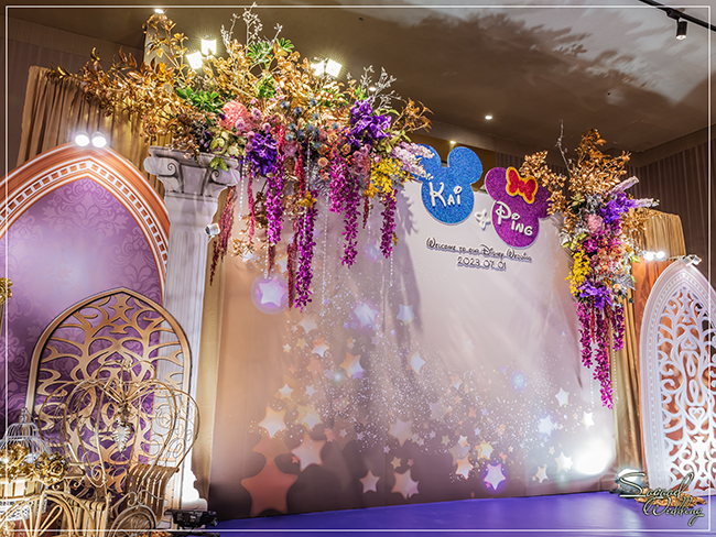 阿沐婚禮佈置-B廳『華麗宮廷＆米奇米妮風-紫金粉藍色』婚禮...1120701