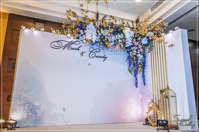 小橋流水婚禮佈置『時尚華麗風-藍粉紫色』婚禮...1121202