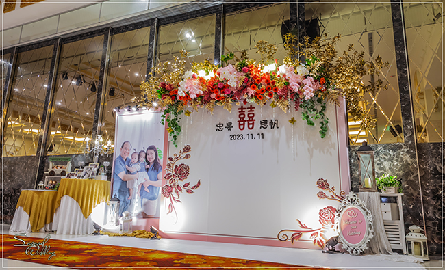 八德來福星婚禮佈置-星光廳『自然浪漫囍事風-紅粉金白色』婚禮...1121111